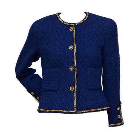 chanel blazer tweed blu|Chanel tweed jacket price.